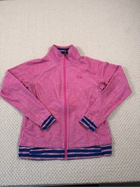 The North Face Pink Zip-Up Utility Jacket with Navy Trim